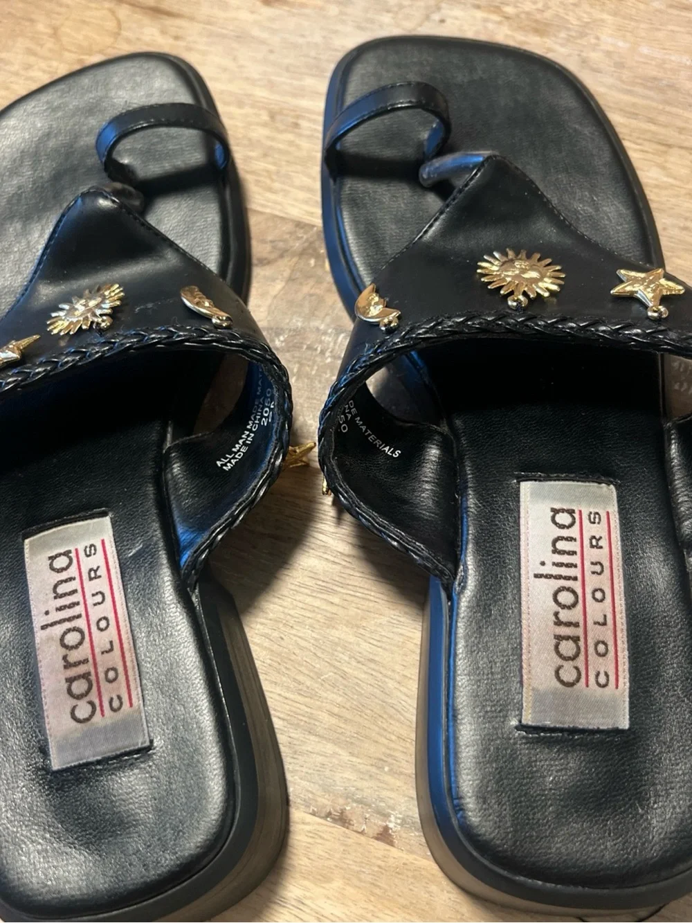 Carolina Sun & Star Black Girls' Embellished Thong Sandals